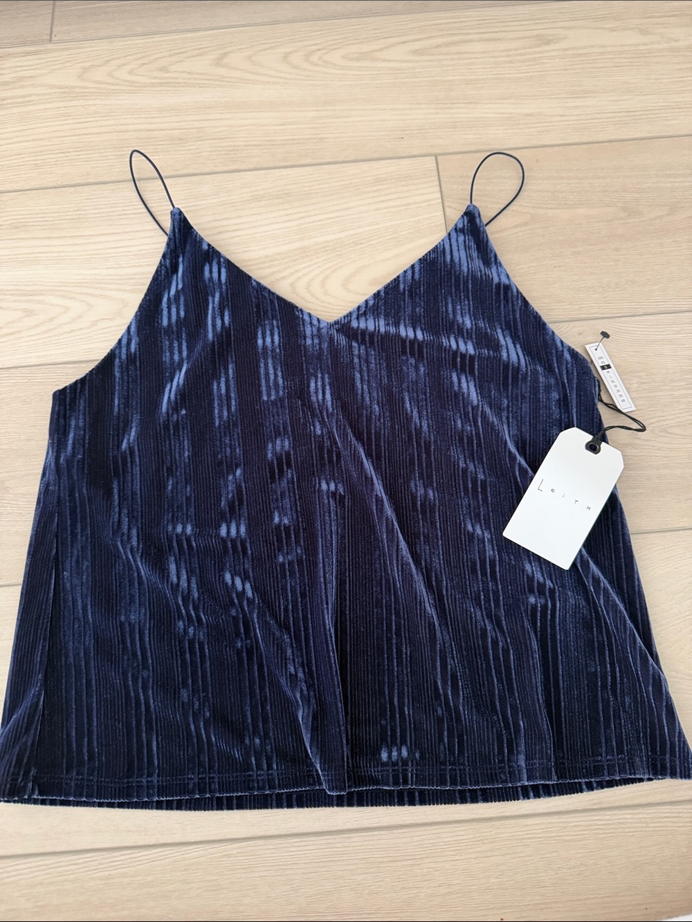 Leith Navy Velvet Cami Tank Top